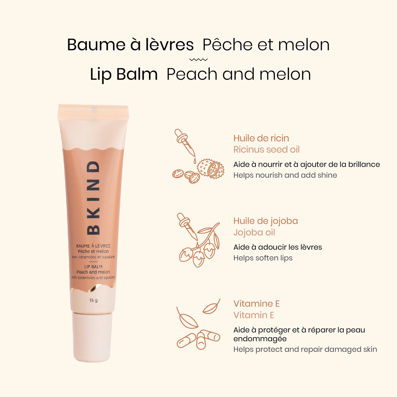 Peach & Melon Ceramide Lip Balm | BKIND