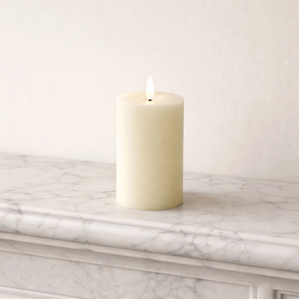 Ivory LED Wax Pillar Candle