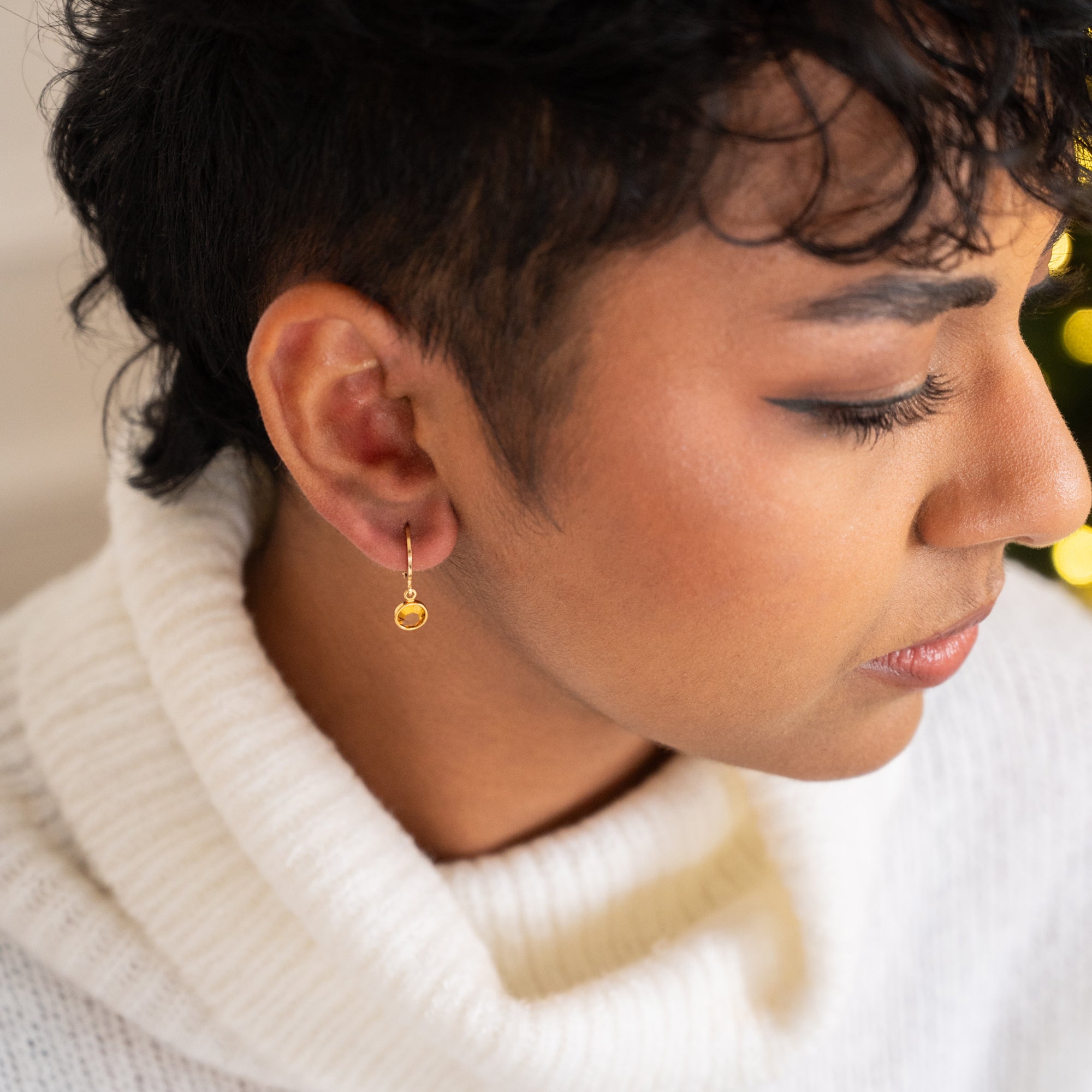 Birthstone Hoop Earrings