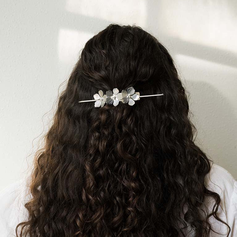 Silver Floral Hair Slide