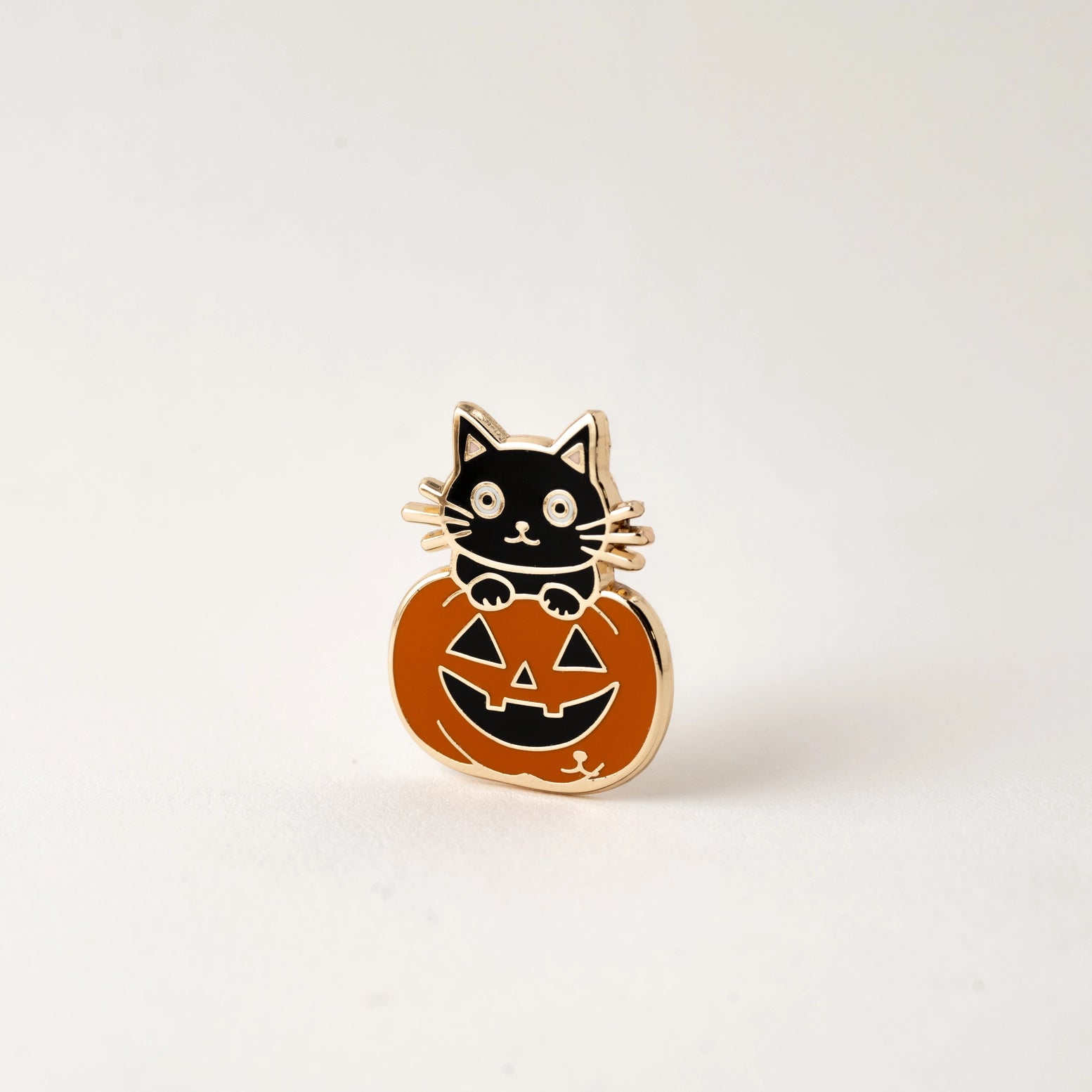 Pumpkin & Black Cat Enamel Pin