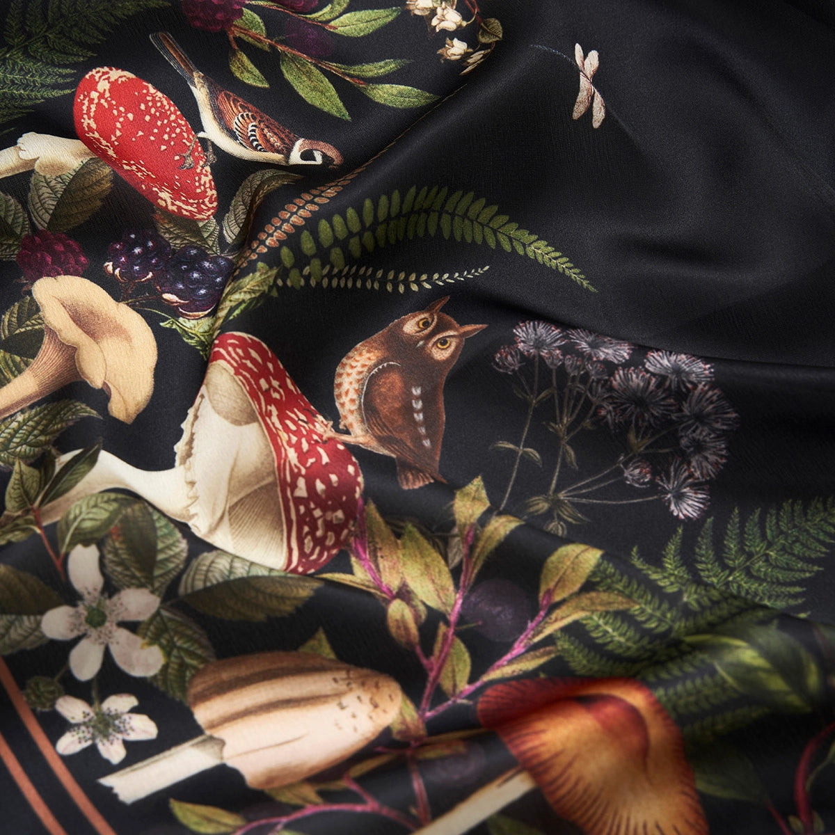 Black Silk Mushroom Scarf