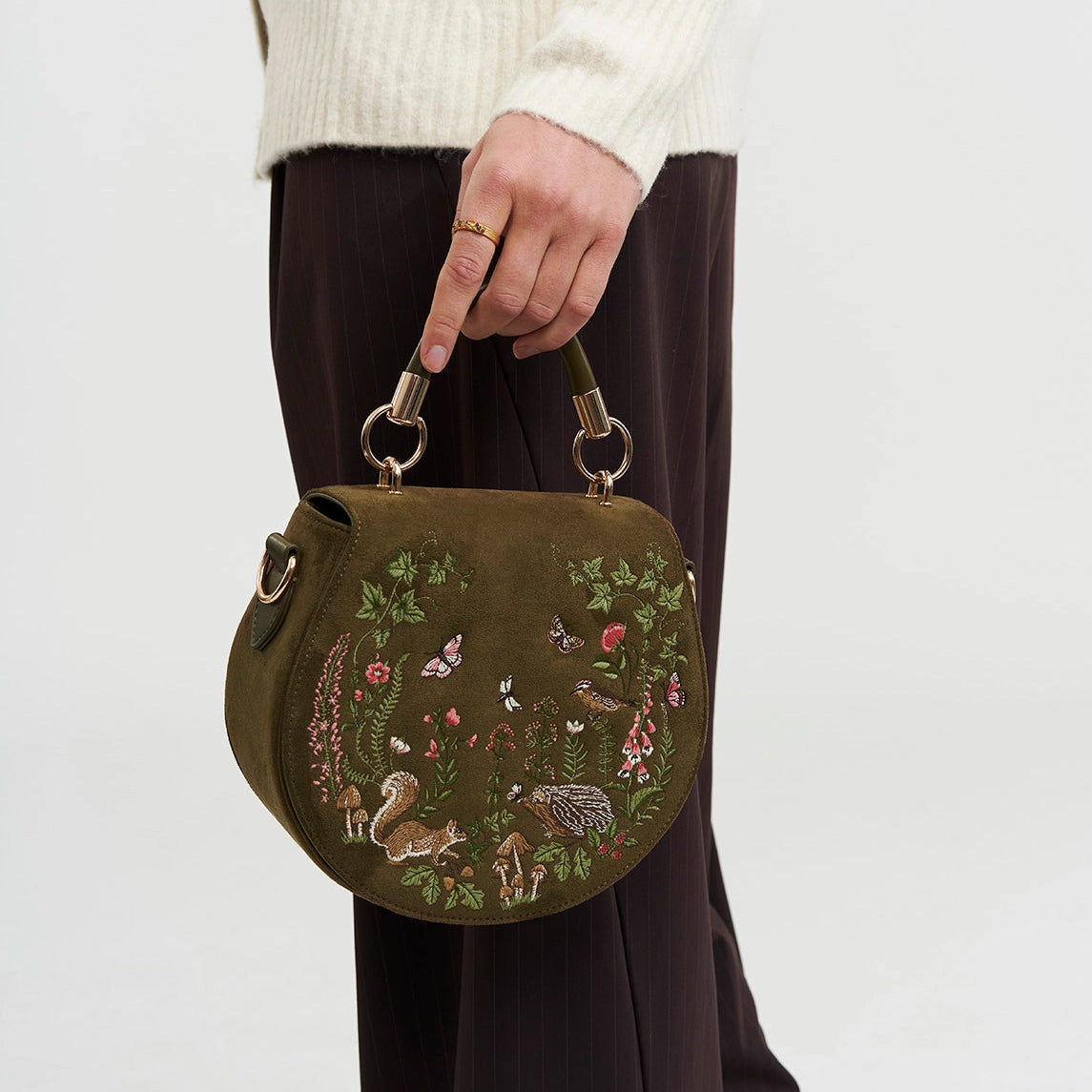 Woodland Embroidered Saddle Bag | Fable England
