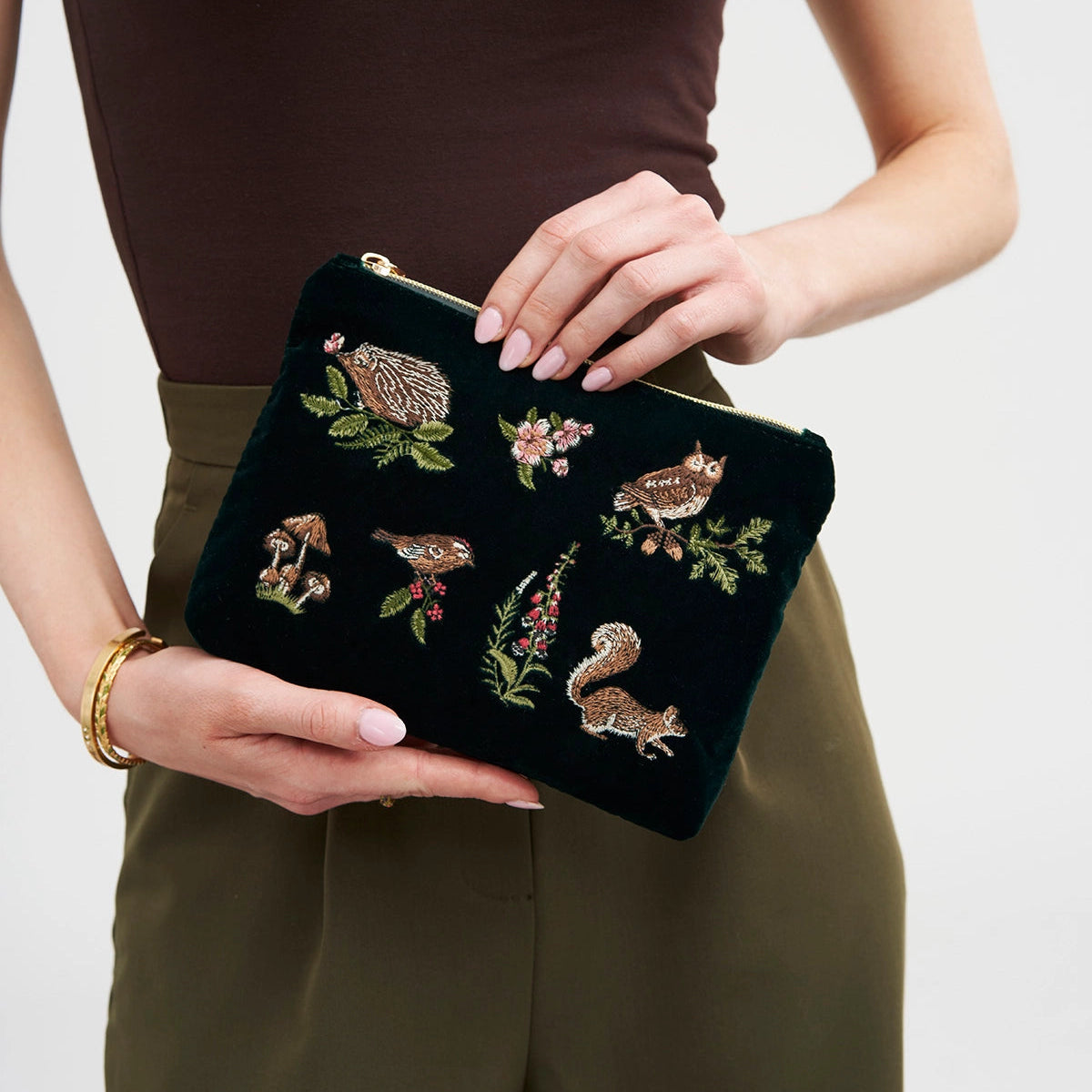 Woodland Animal Embroidered Pouch | Fable England