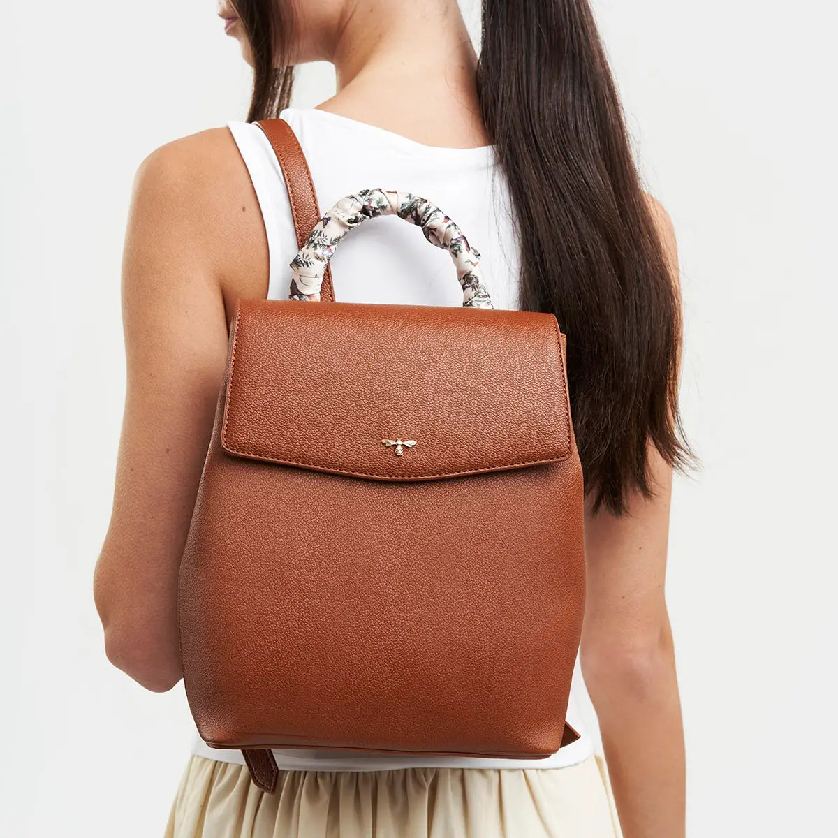Tan Vegan Leather Backpack | Fable England