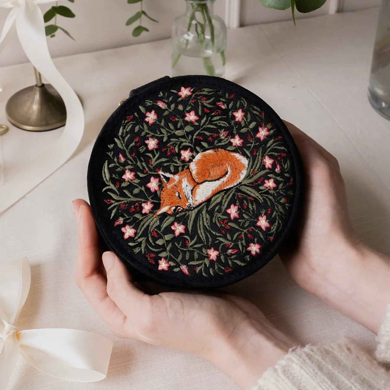 Fox Embroidered Jewellery Box