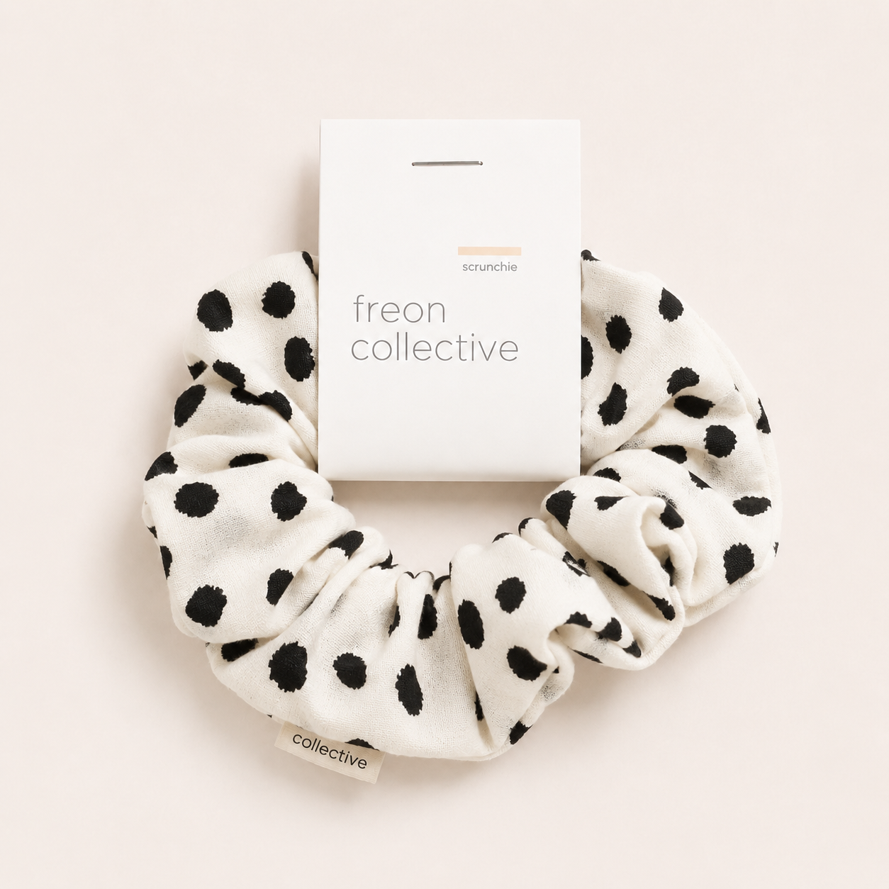 Black & White Polkadot Organic Cotton Srunchie