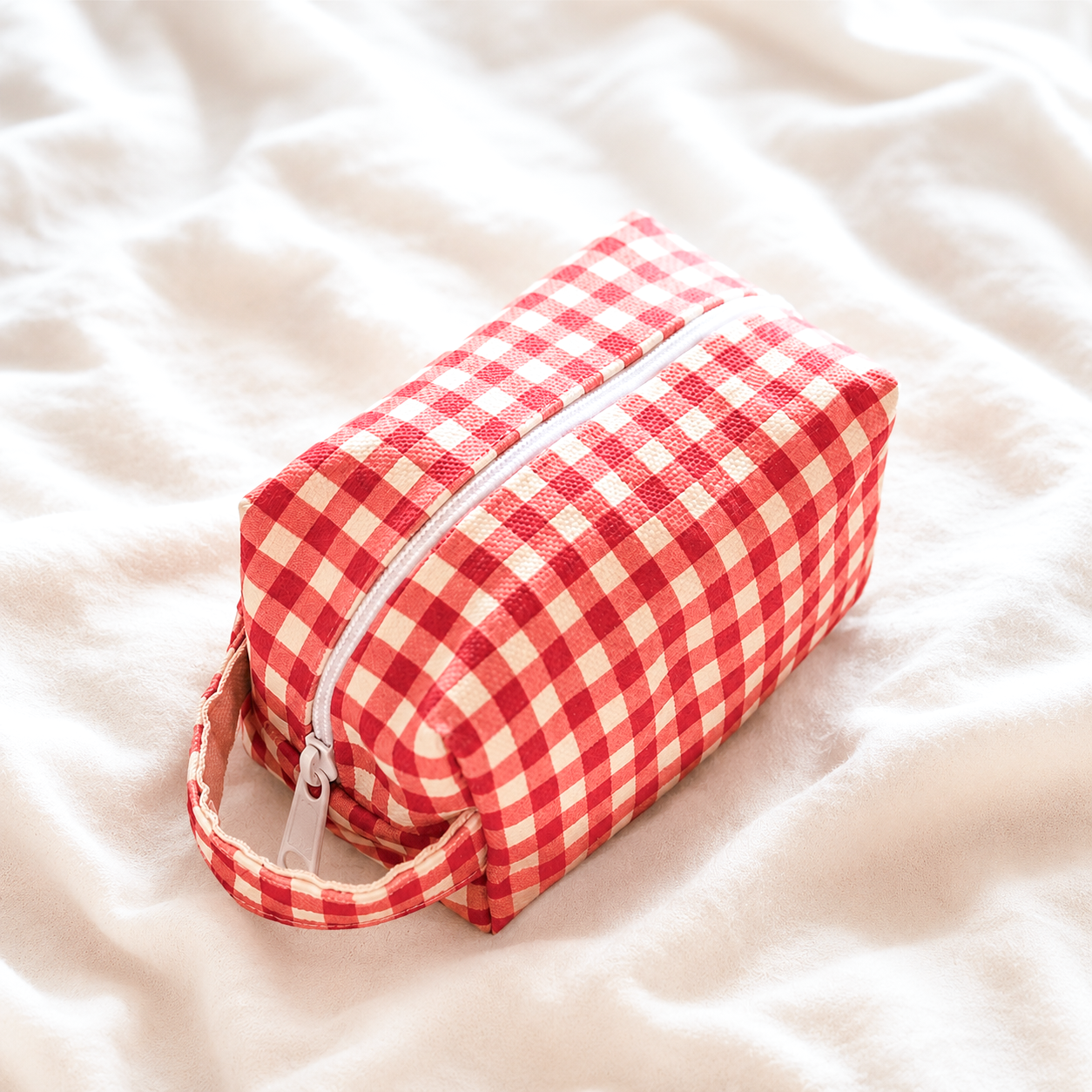 Red Gingham Mini Makeup Pouch
