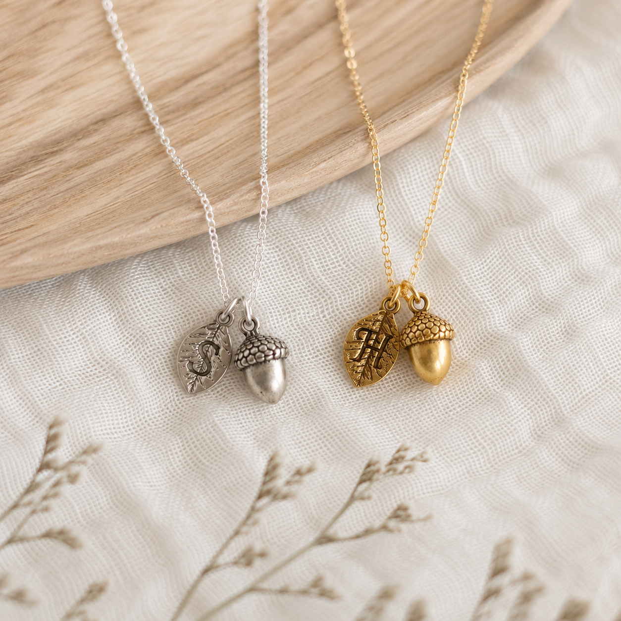 Acorn Initial Necklace