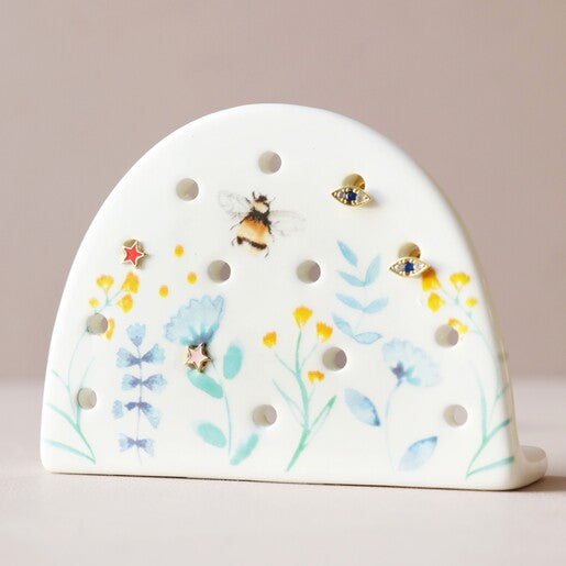 Floral Bee Ceramic Earring Stand