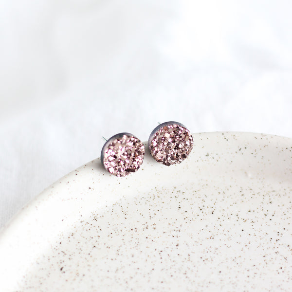 Rose Gold Druzy Earrings