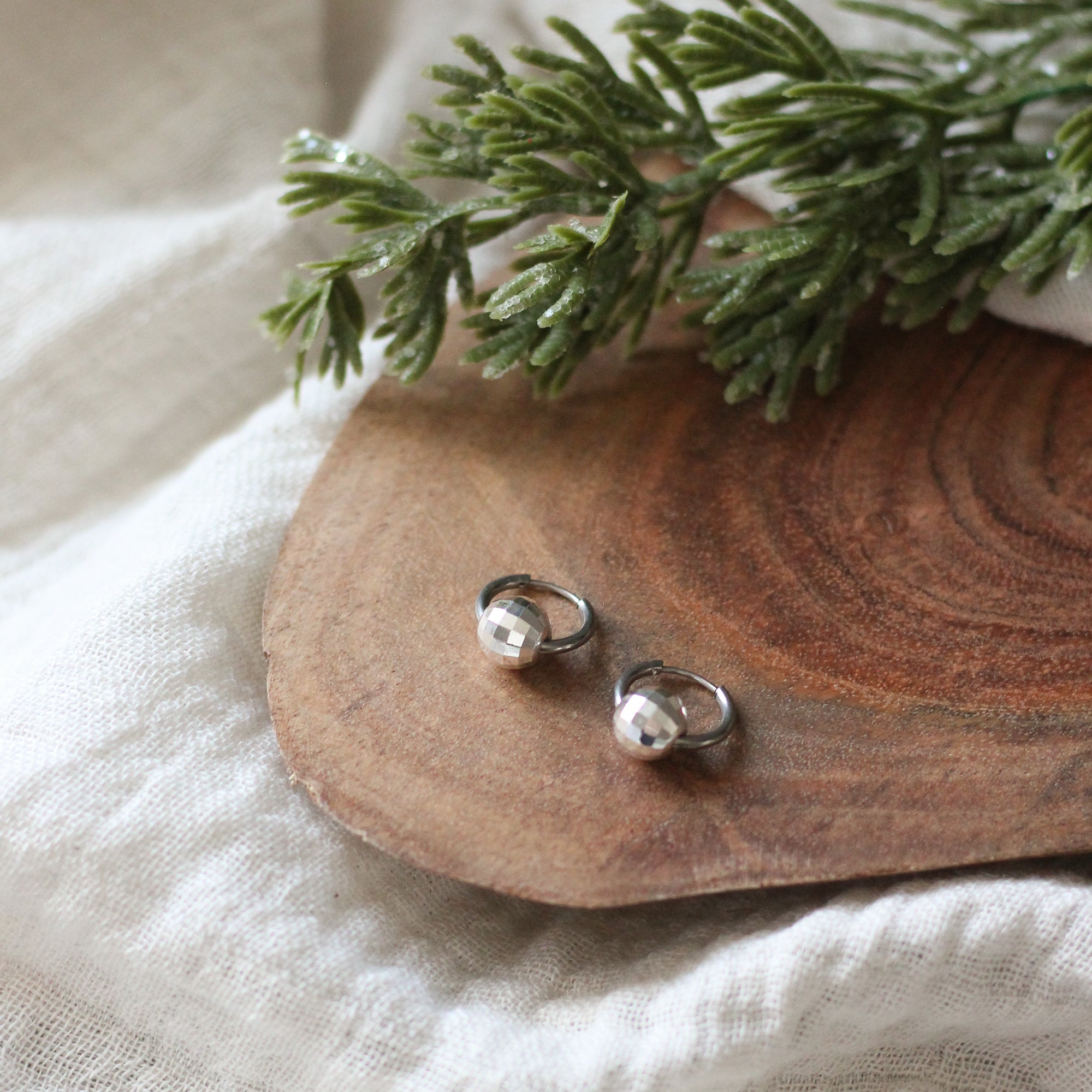 Mirror Ball Hoop Earrings