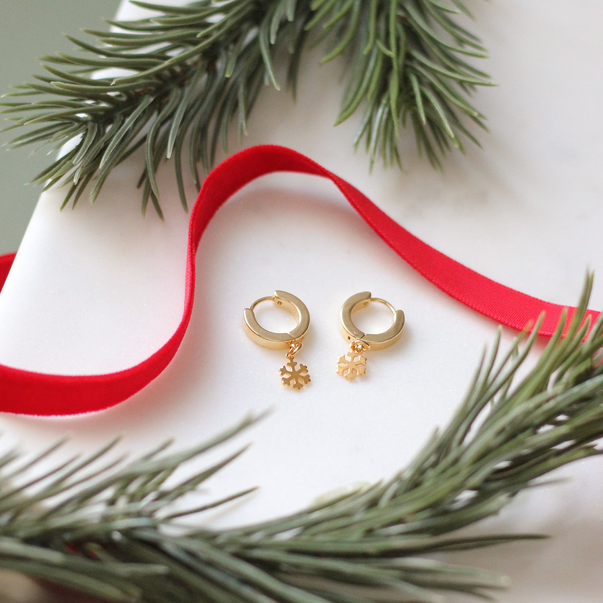 Snowflake Huggie Hoops