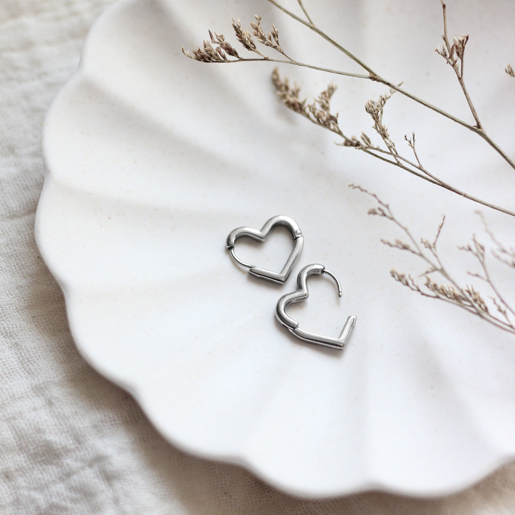 Heart Huggie Hoops