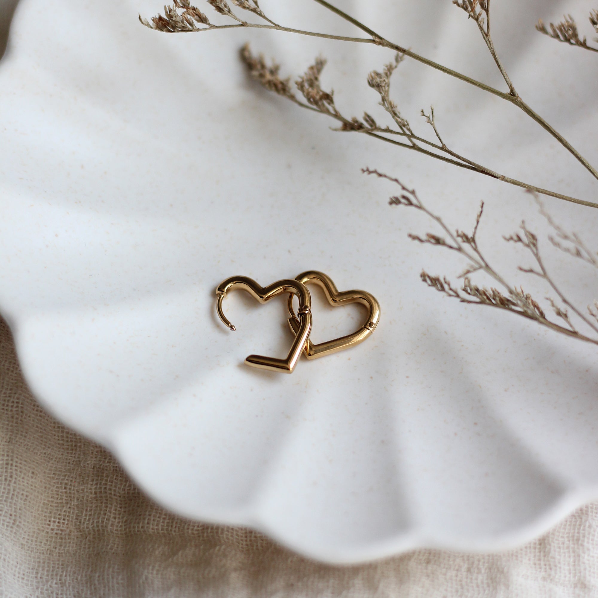 Heart Huggie Hoops