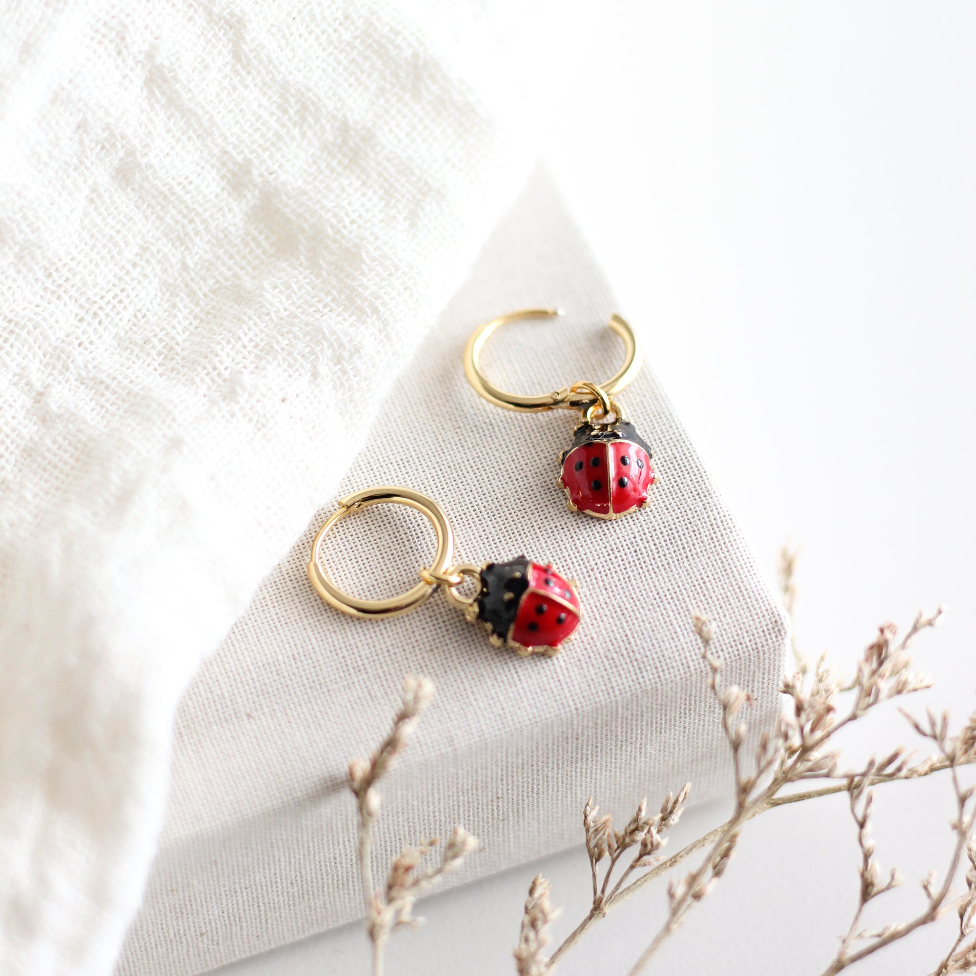 Ladybug Hoop Earrings
