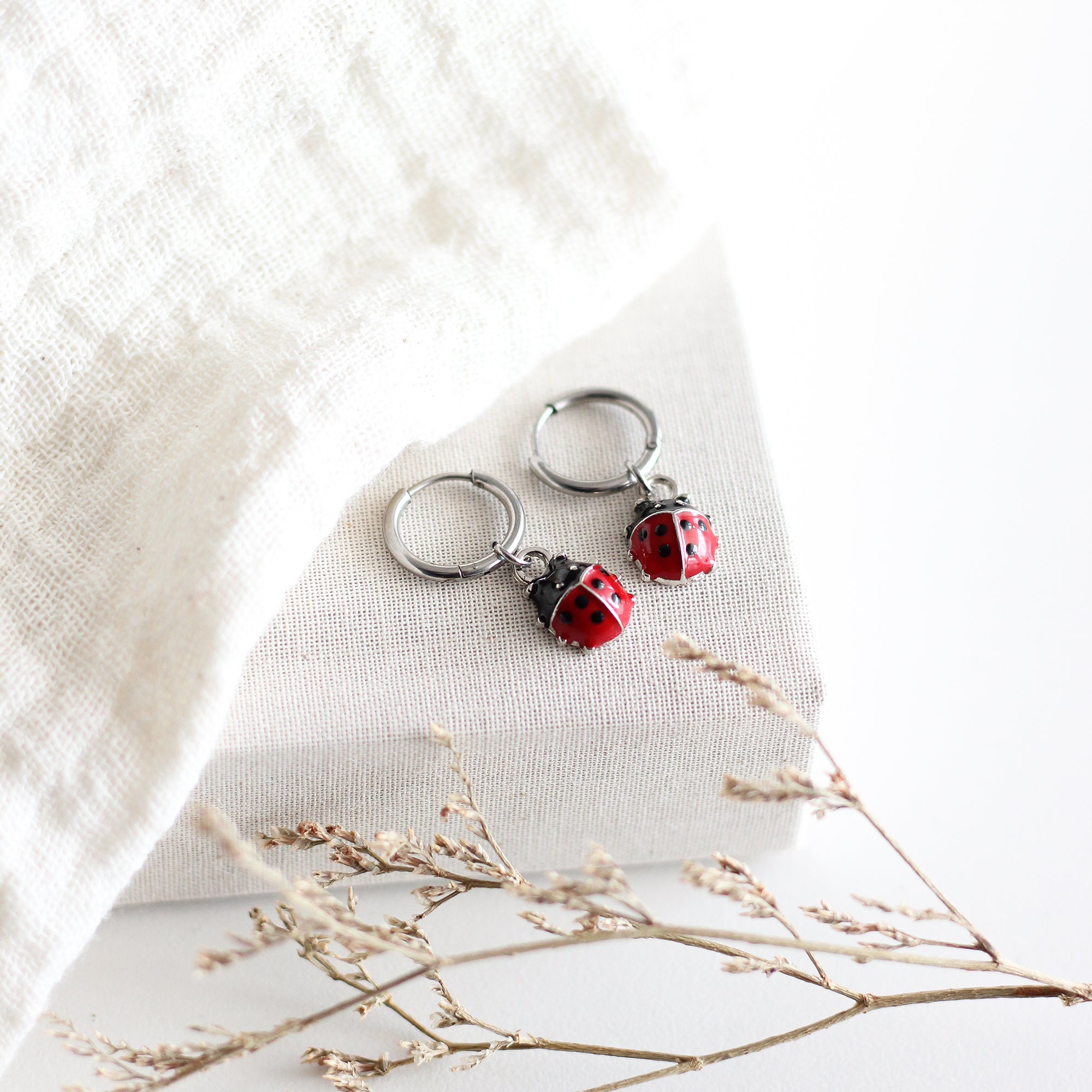 Ladybug Hoop Earrings