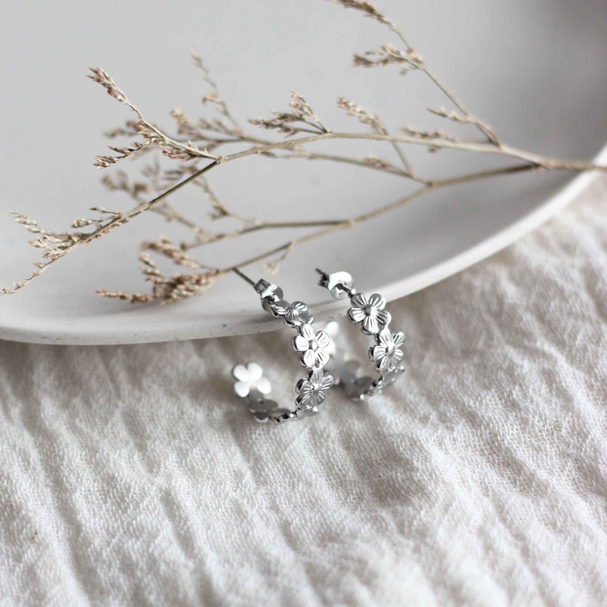 Floral Hoop Earrings