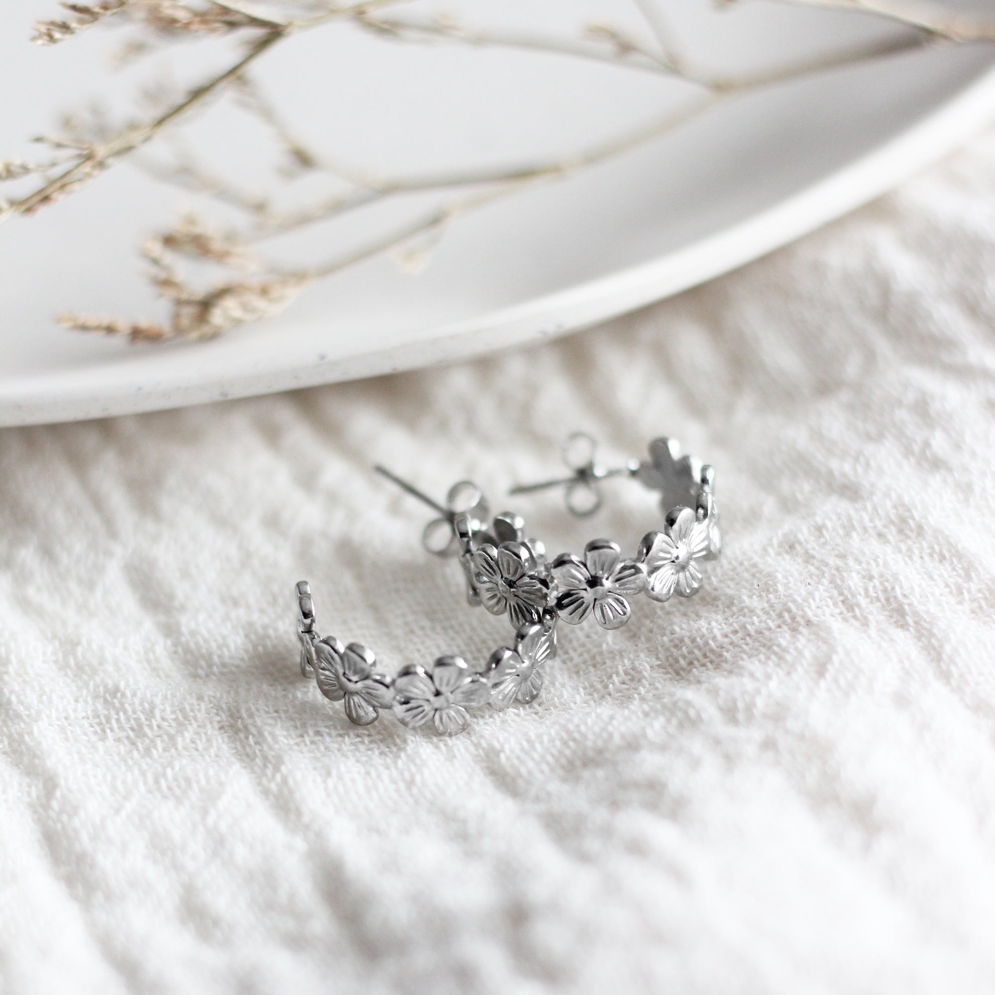 Floral Hoop Earrings
