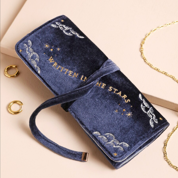 Navy Velvet Jewellery Roll