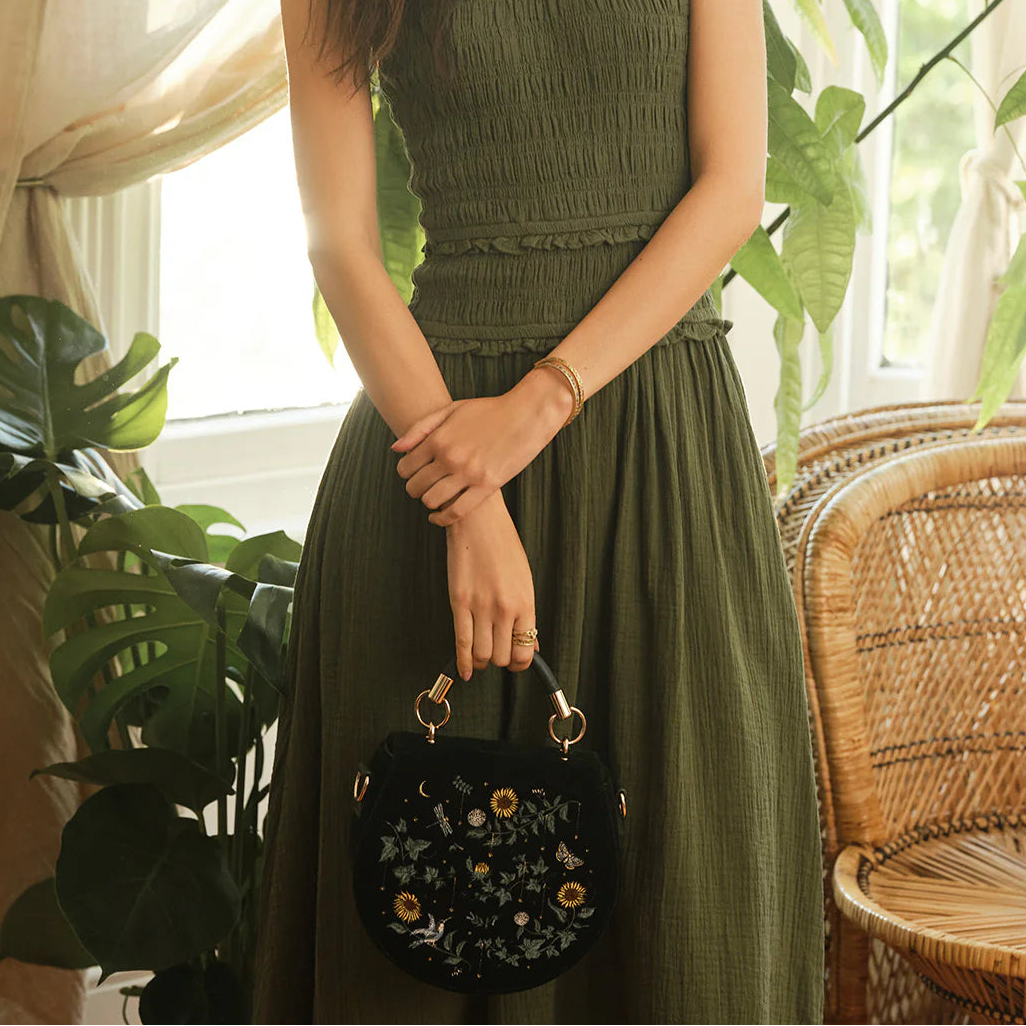Sunflower Embroidered Saddle Bag | Fable England