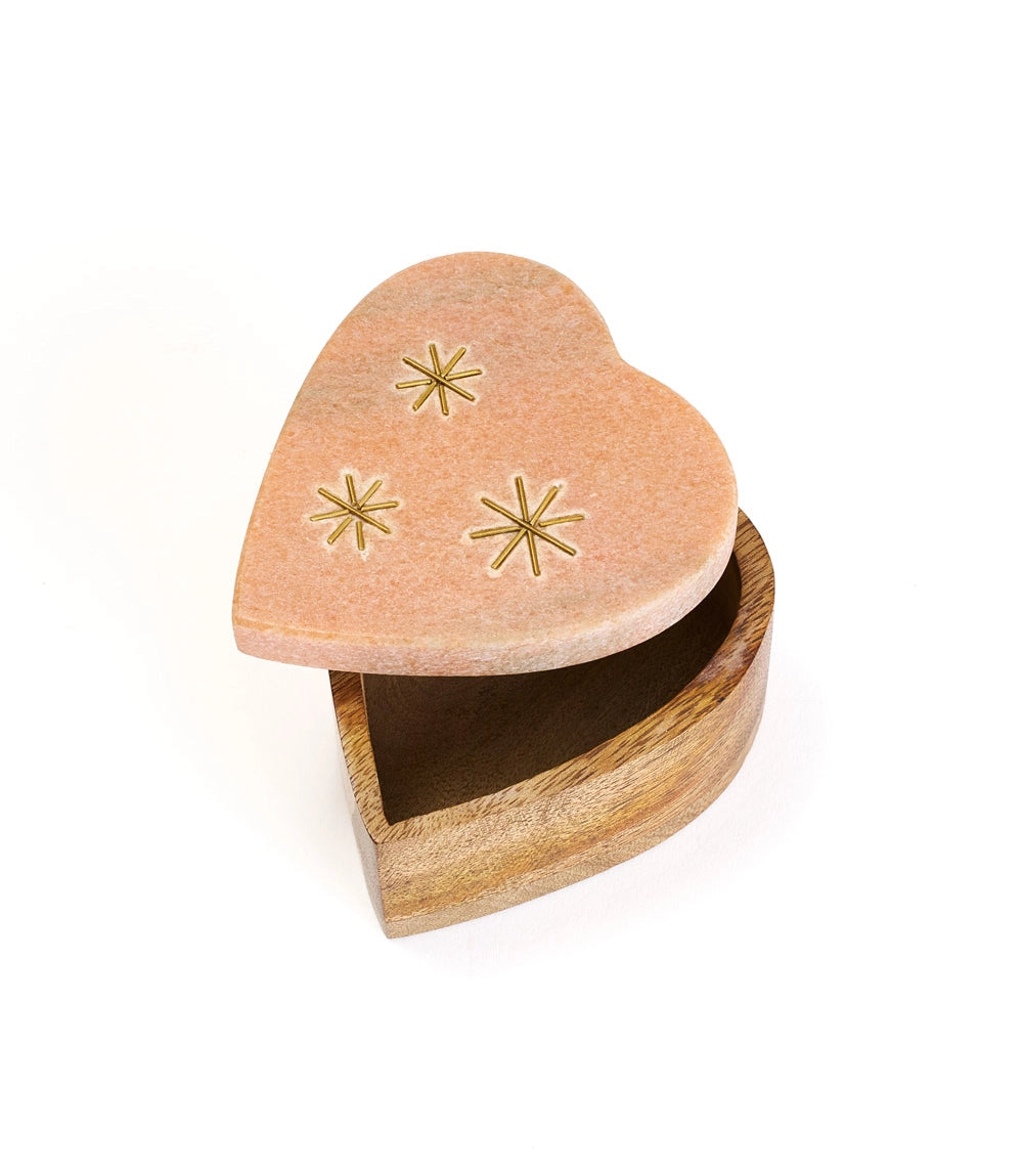 Pink Marble Heart Keepsake Box