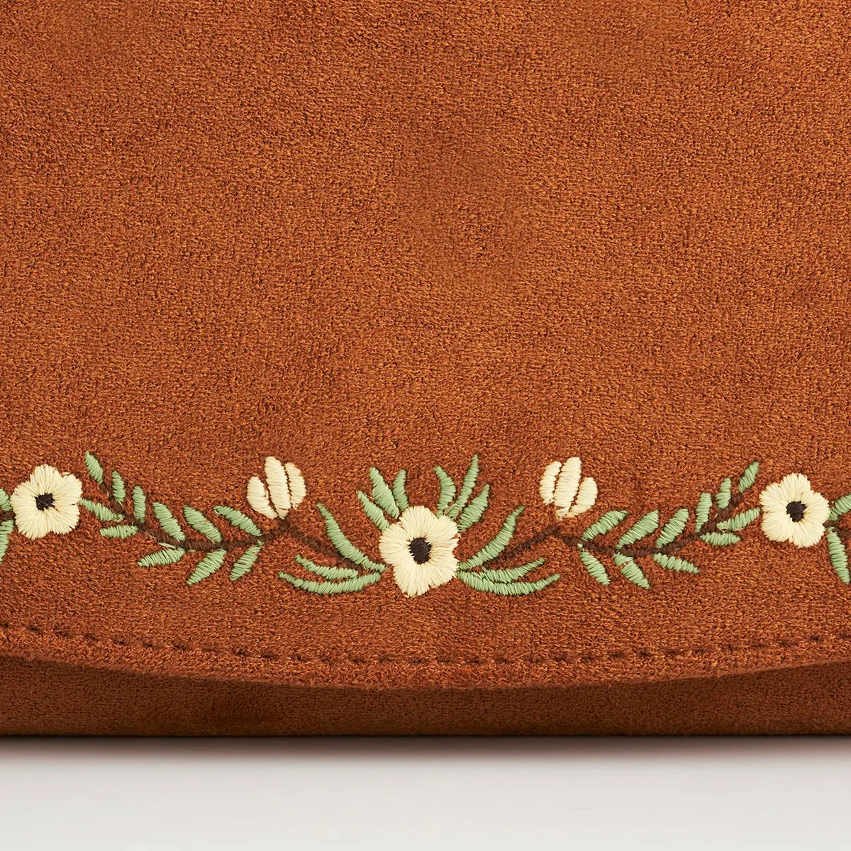 Tan Floral Embroidered Wallet | Fable England