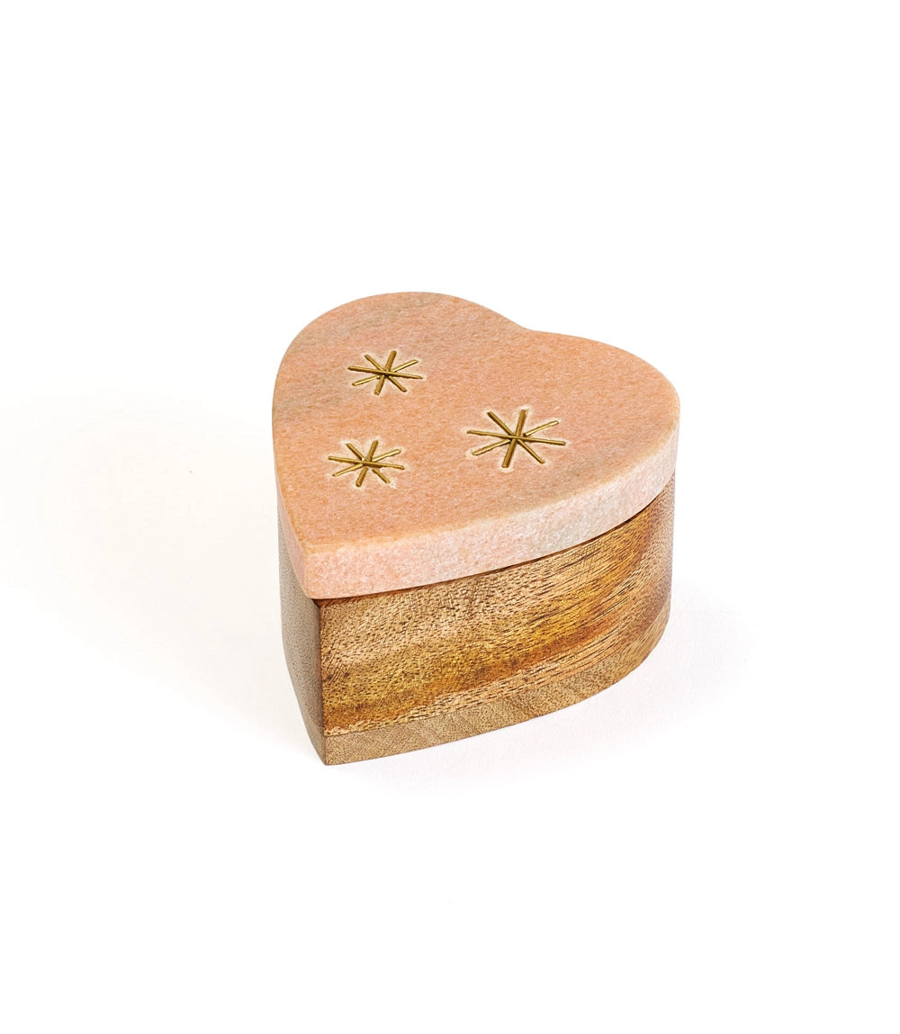 Pink Marble Heart Keepsake Box