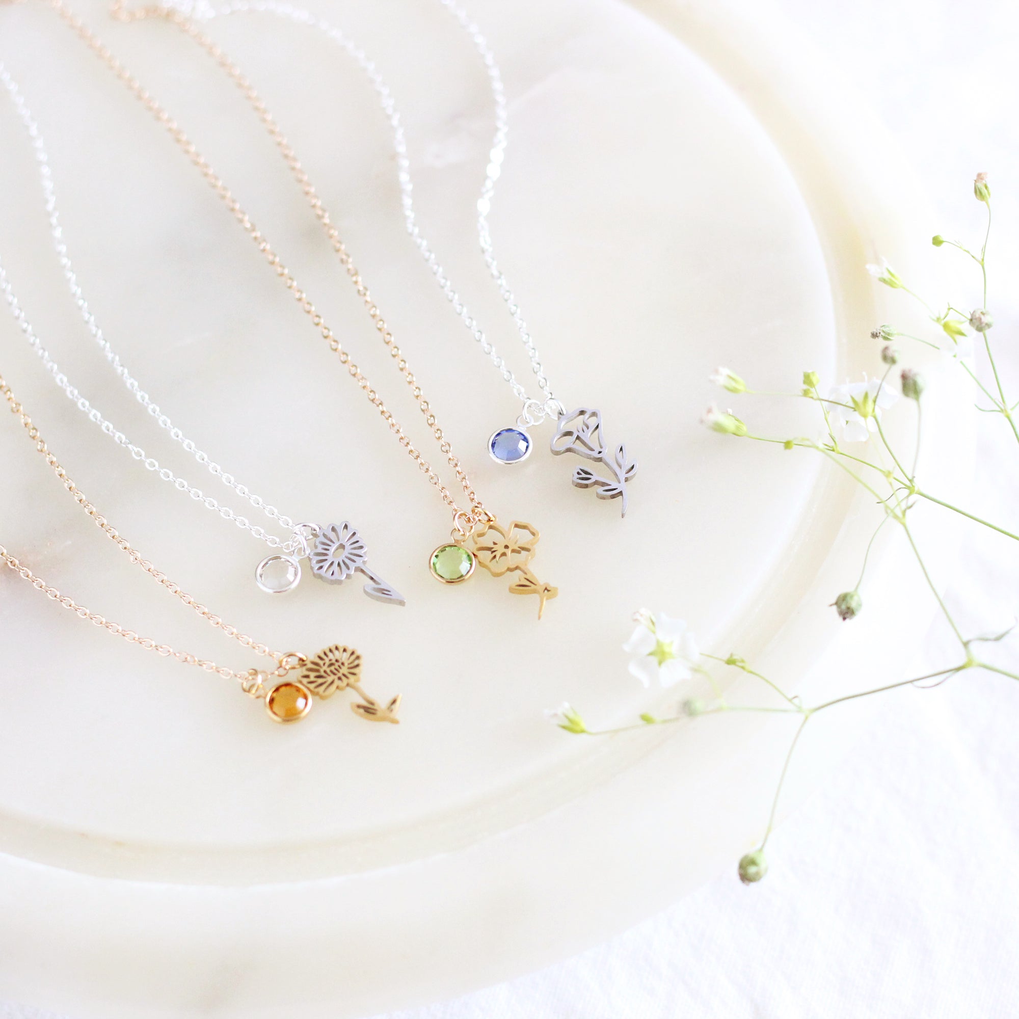 Birth Month Flower Necklace