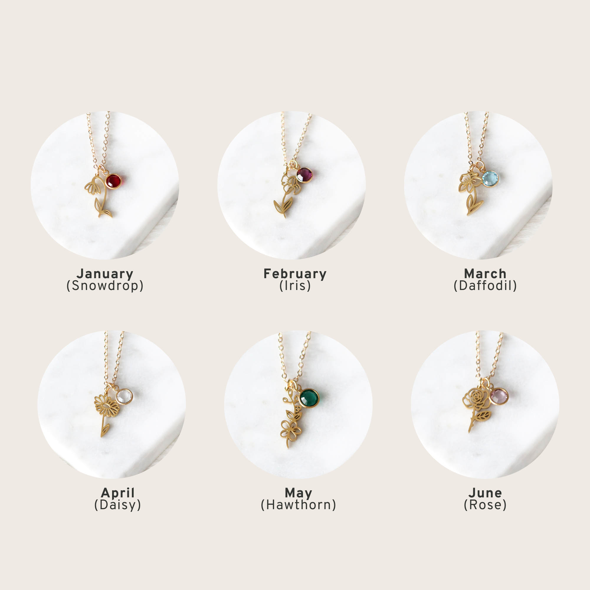 Birth Month Flower Necklace