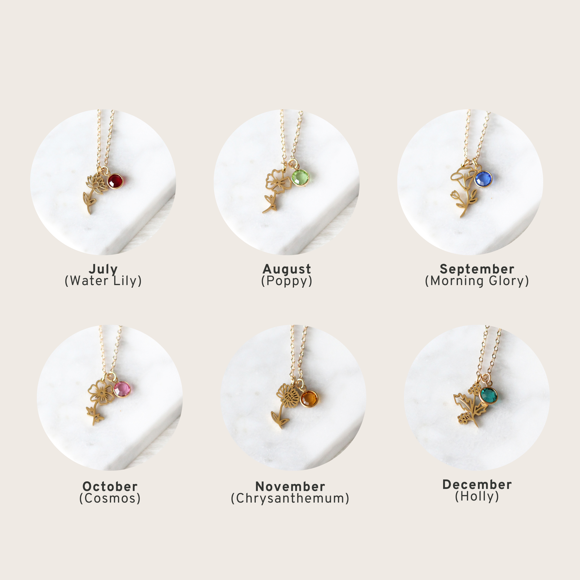 Birth Month Flower Necklace
