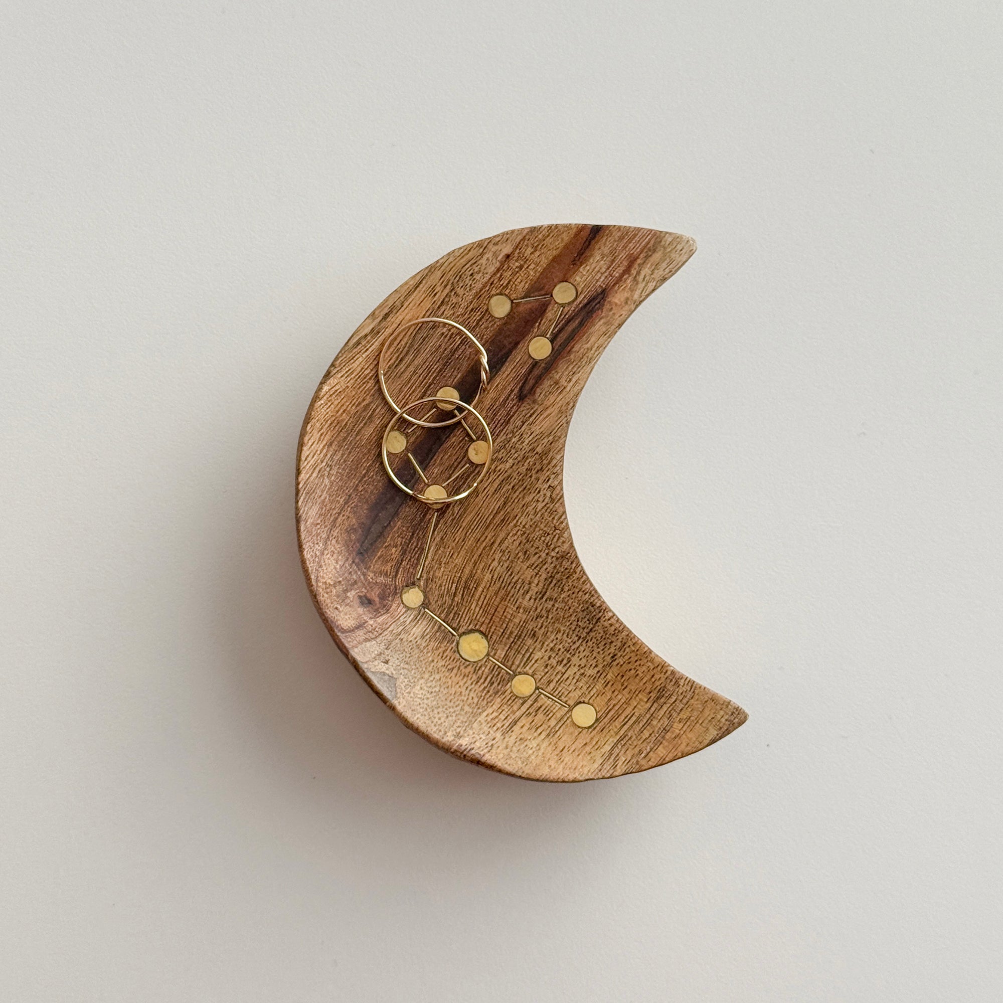 Wooden Crescent Moon Trinket Dish