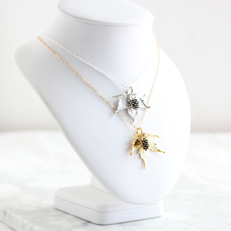 Maple Leaf & Pine Cone Necklace