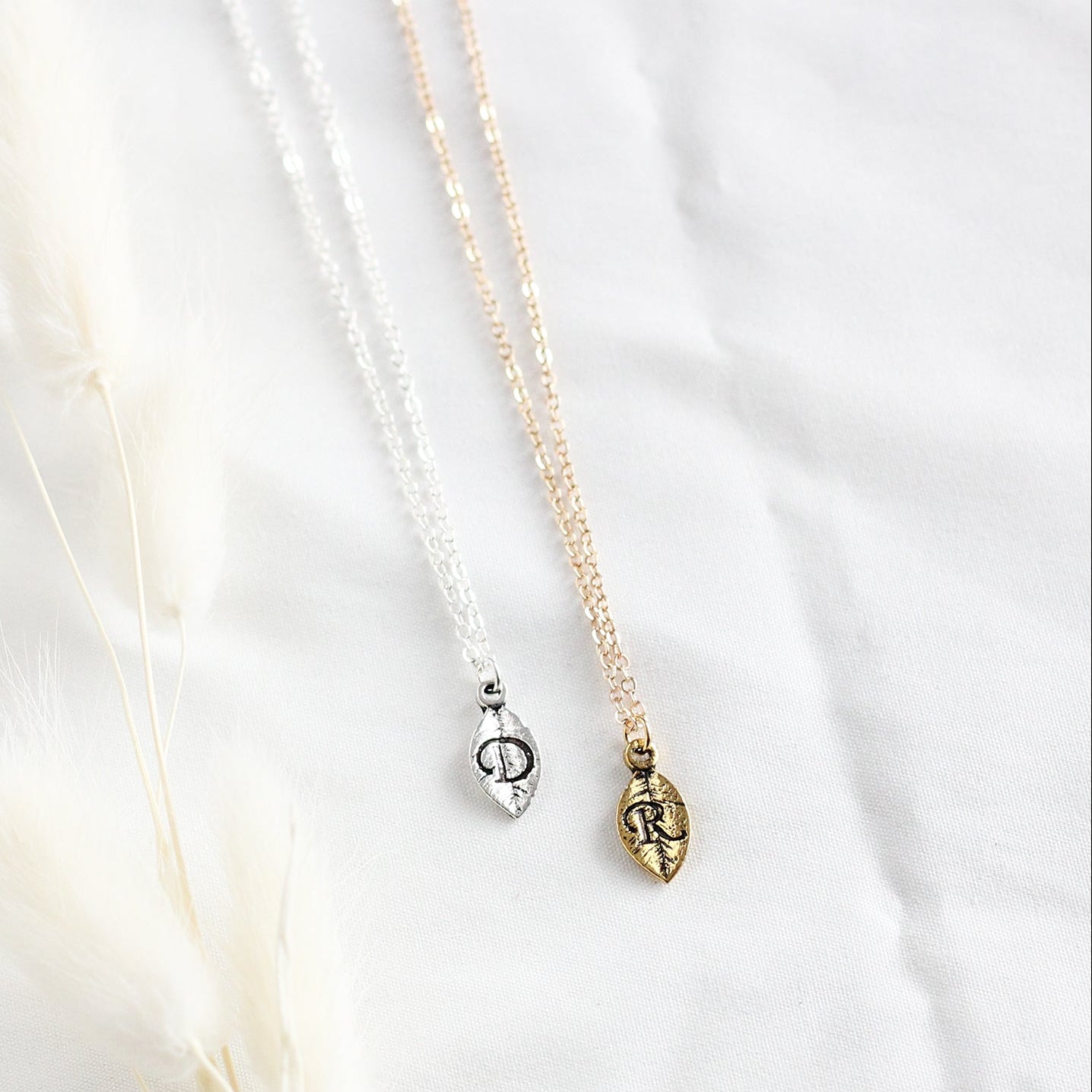 Leaf Initial Necklace