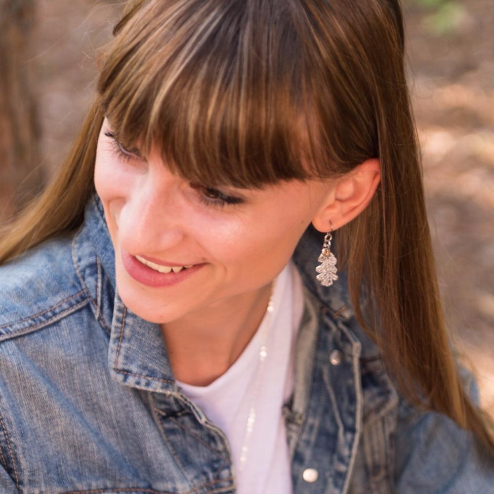 Silver Oak Leaf Earrings by Birch Jewellery