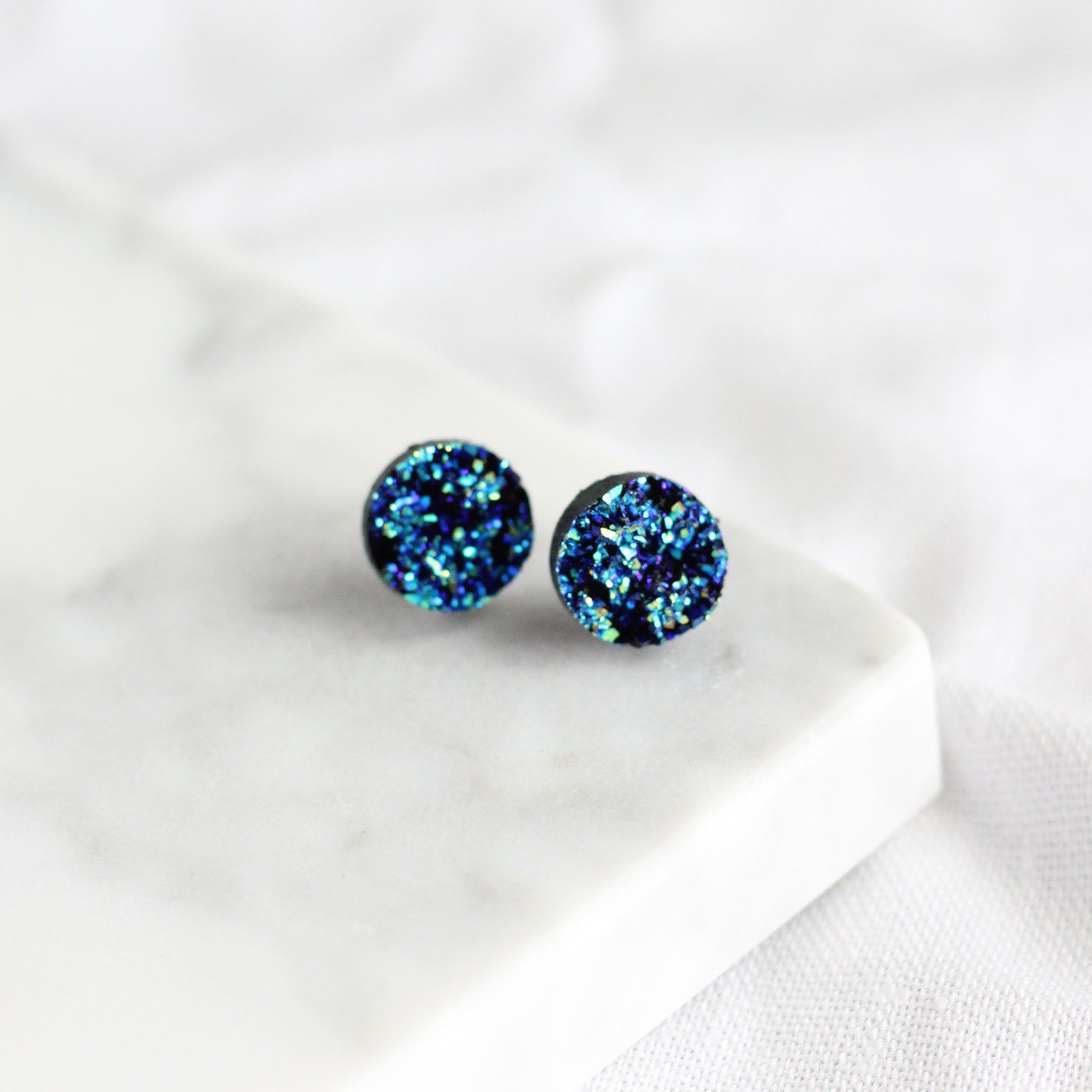 Blue Druzy Earrings