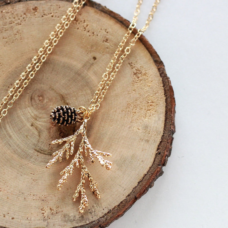 Juniper Branch & Pine Cone Necklace