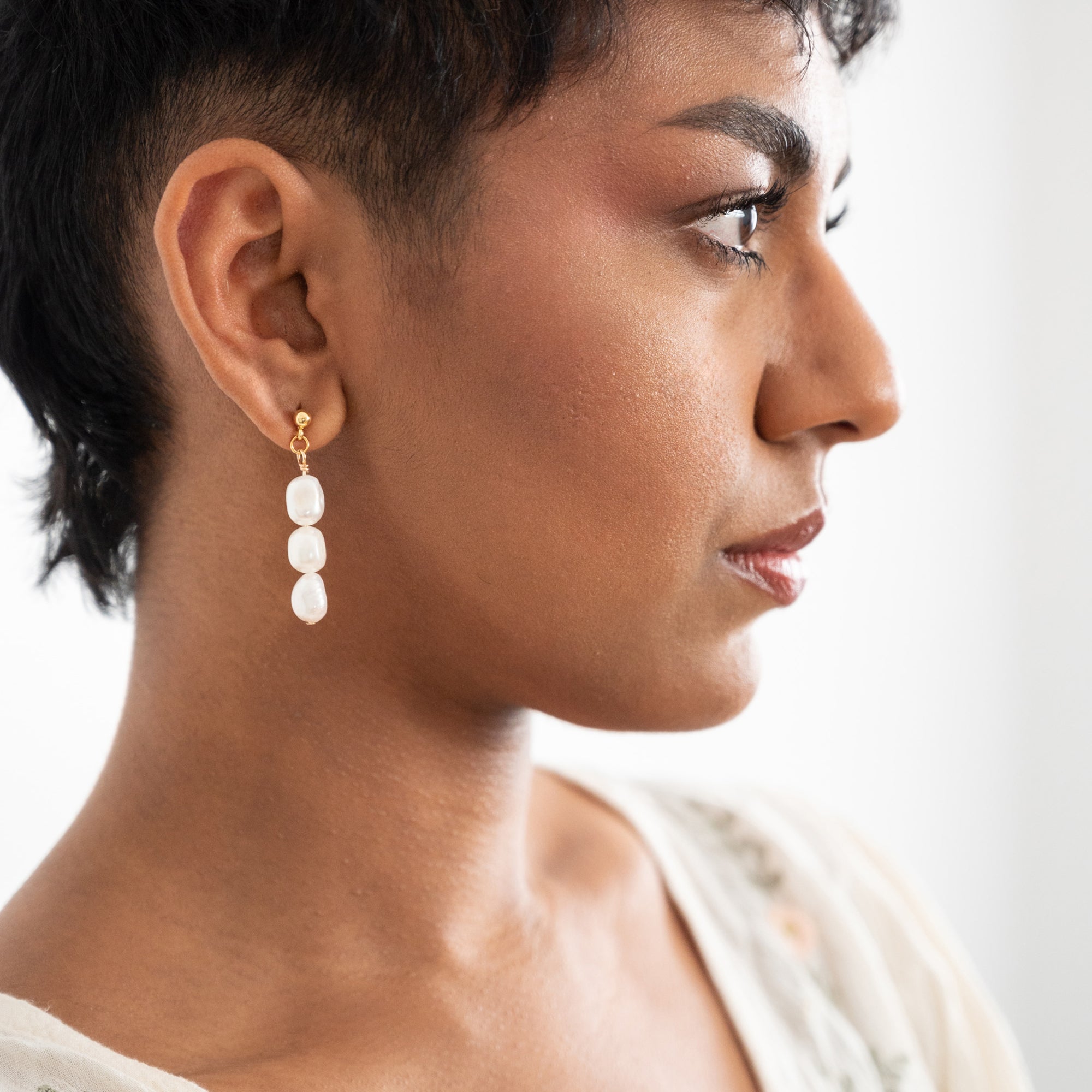 Organic Pearl Trio Earrings