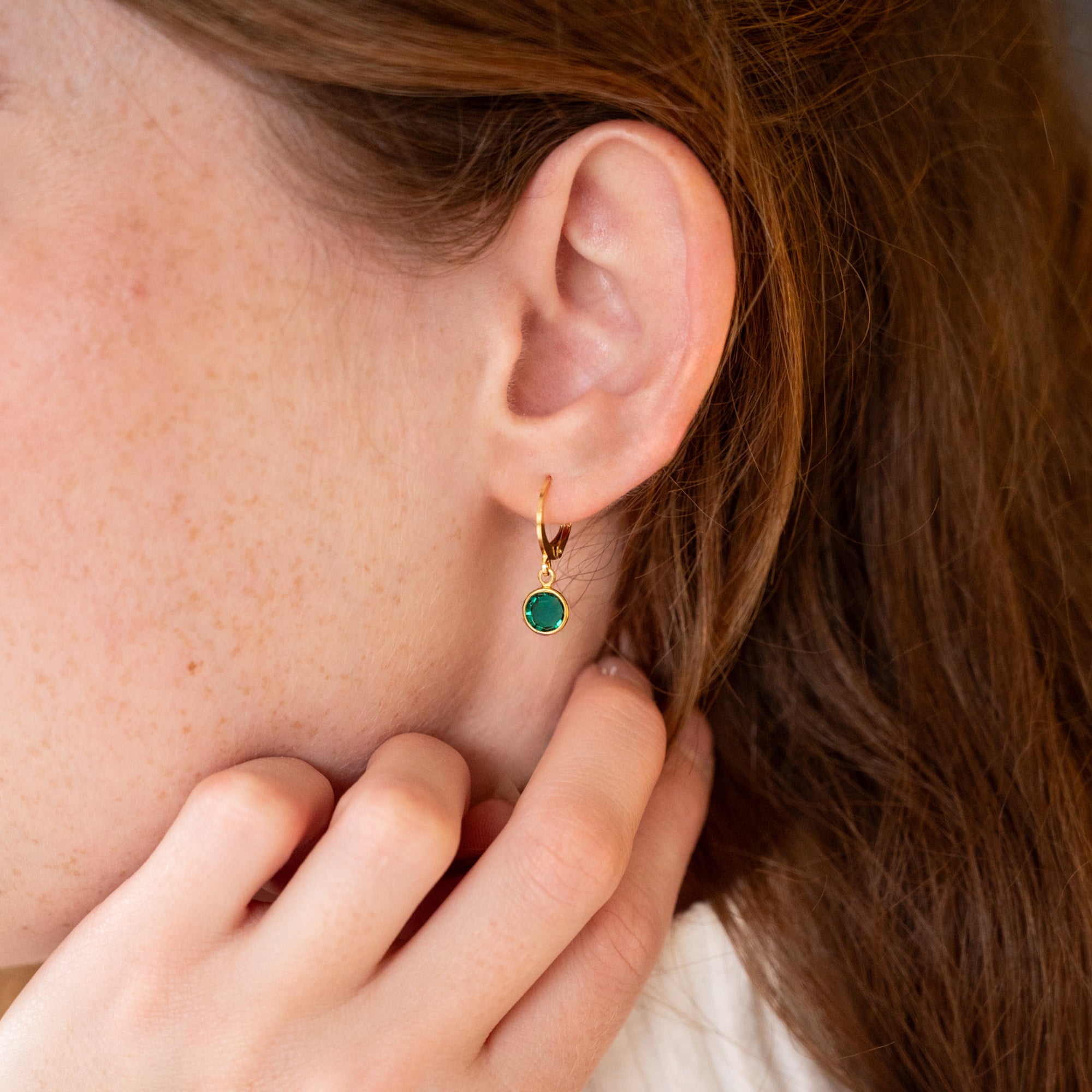 Birthstone Hoop Earrings