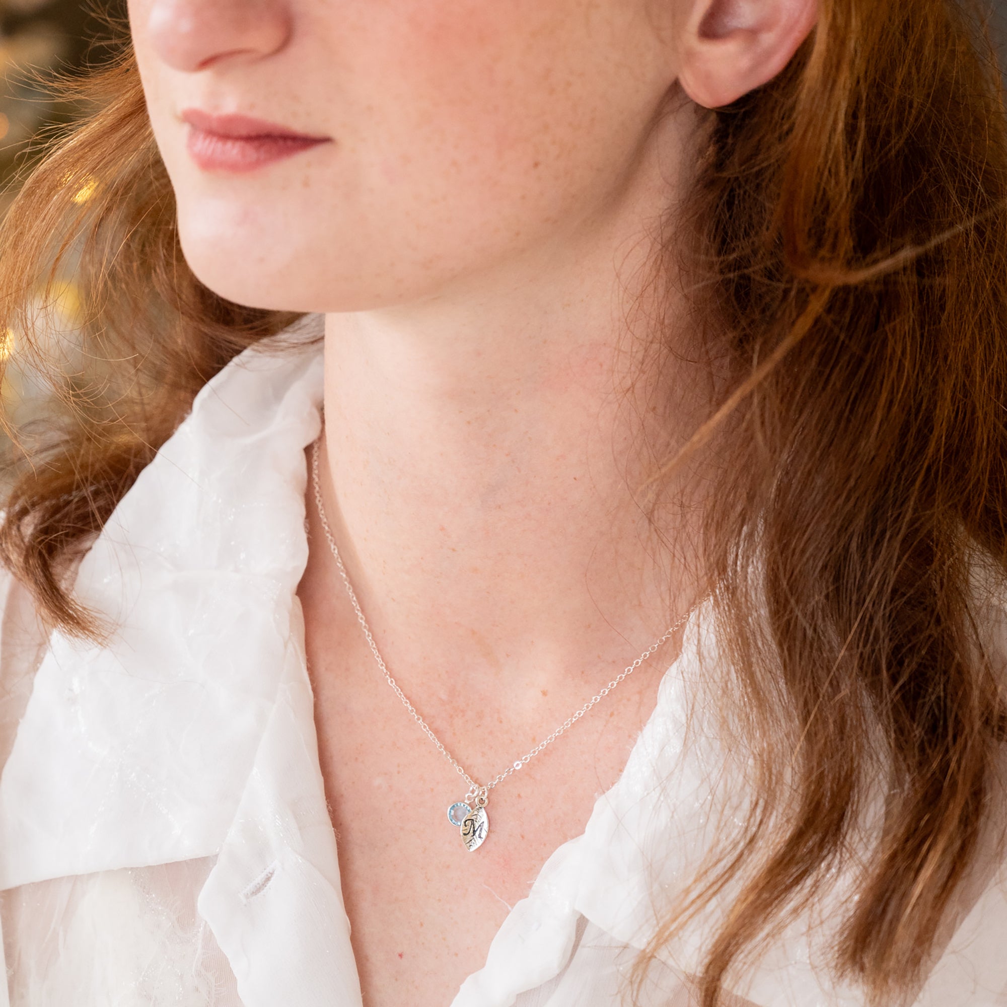 Birthstone Initial Necklace