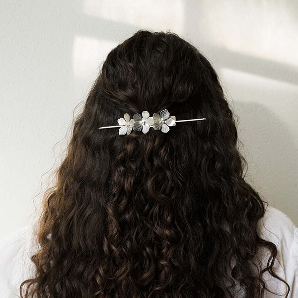 Silver Floral Hair Slide