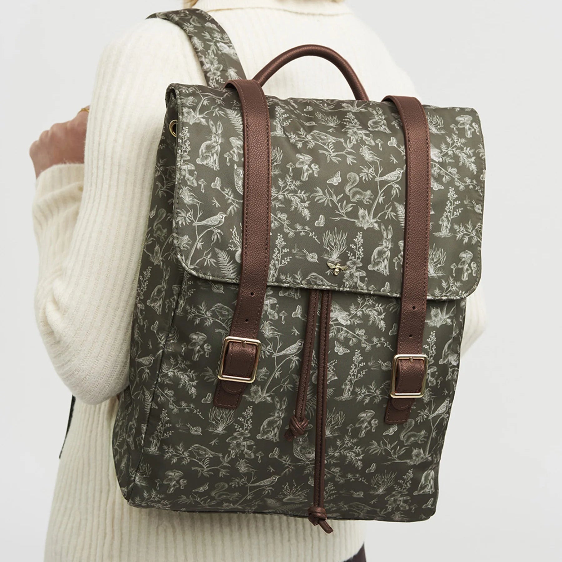Green Nature Print Backpack | Fable England