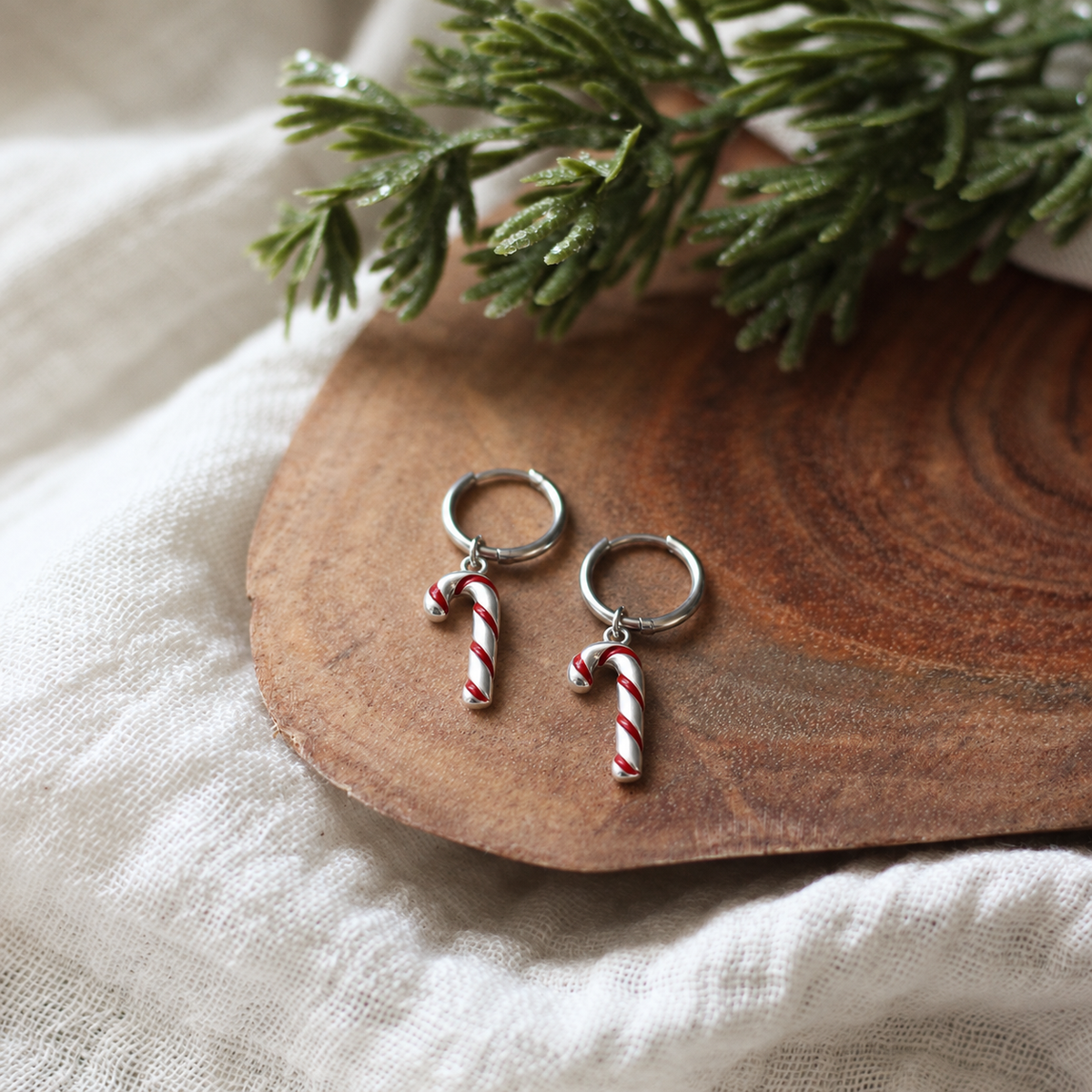 Candy Cane Hoop Earrings