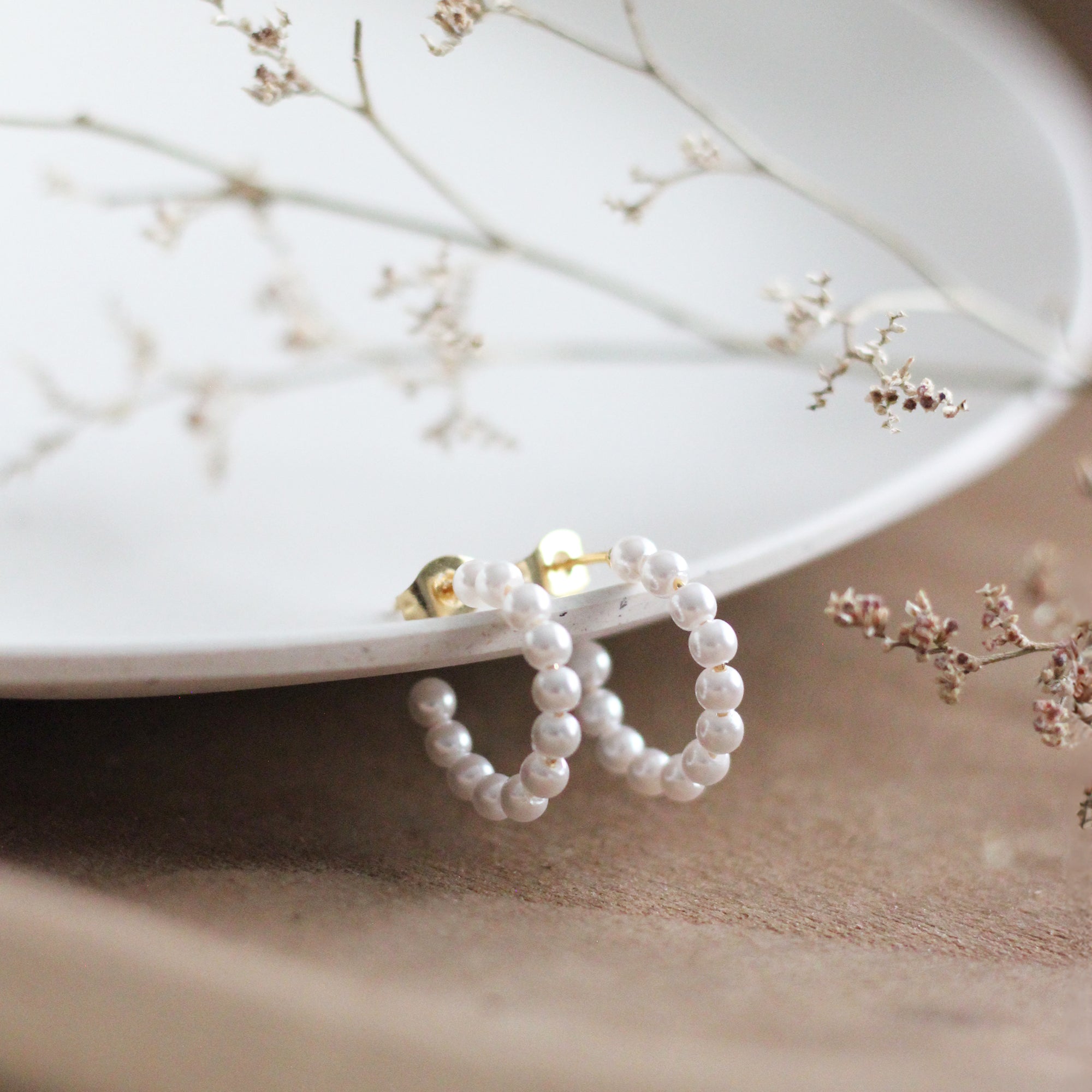 Beaded Pearl Hoops