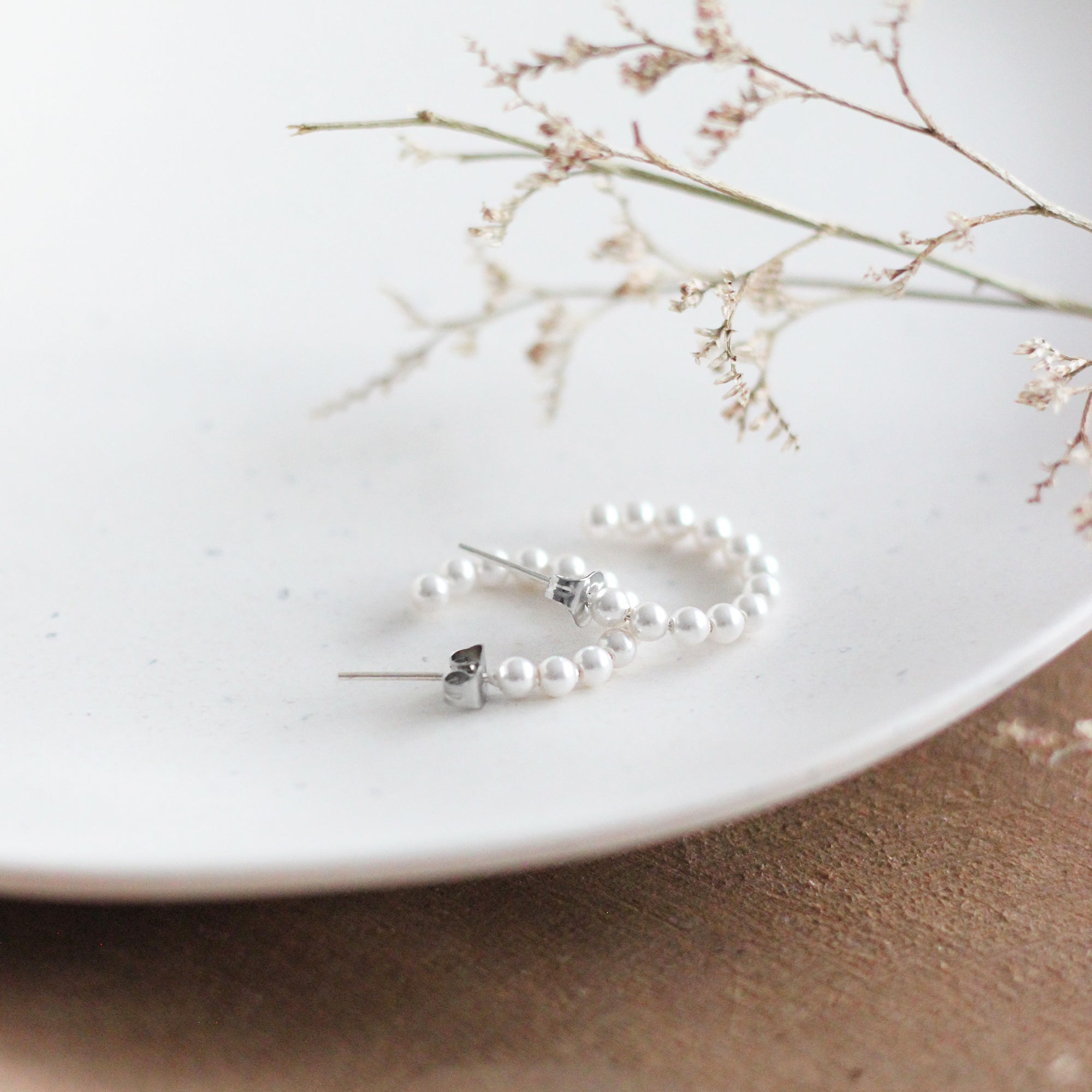 Beaded Pearl Hoops