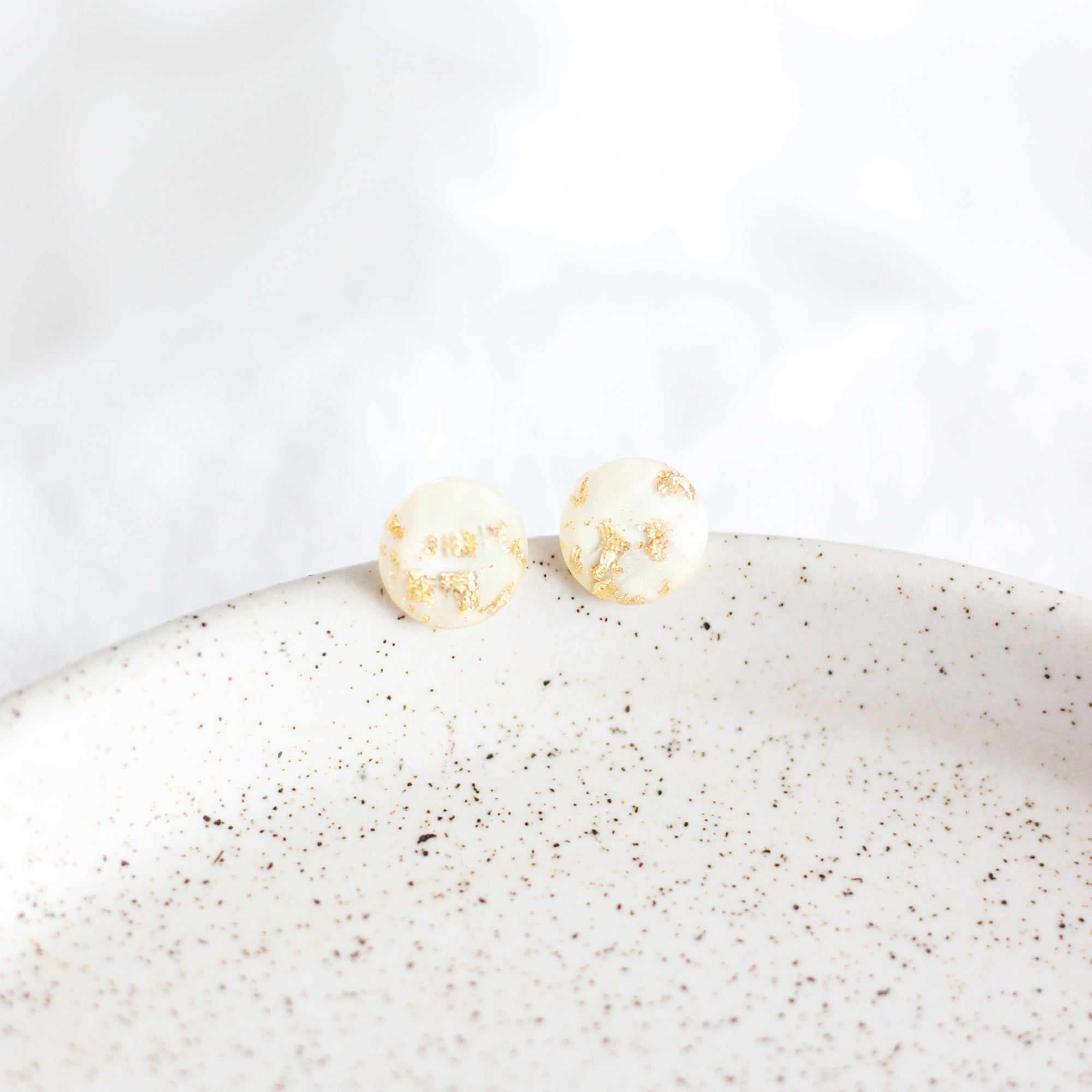 White & Gold Earrings