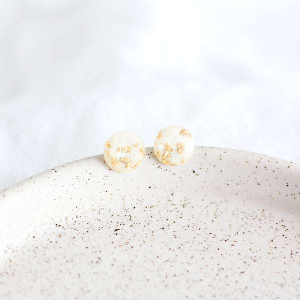 White & Gold Earrings