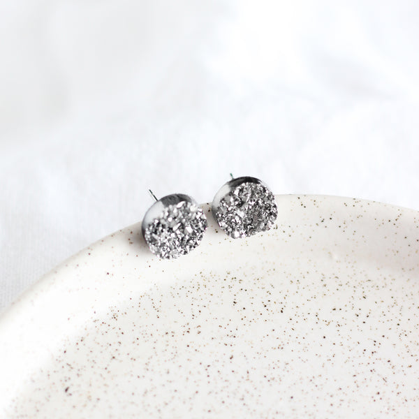 Silver Druzy Earrings
