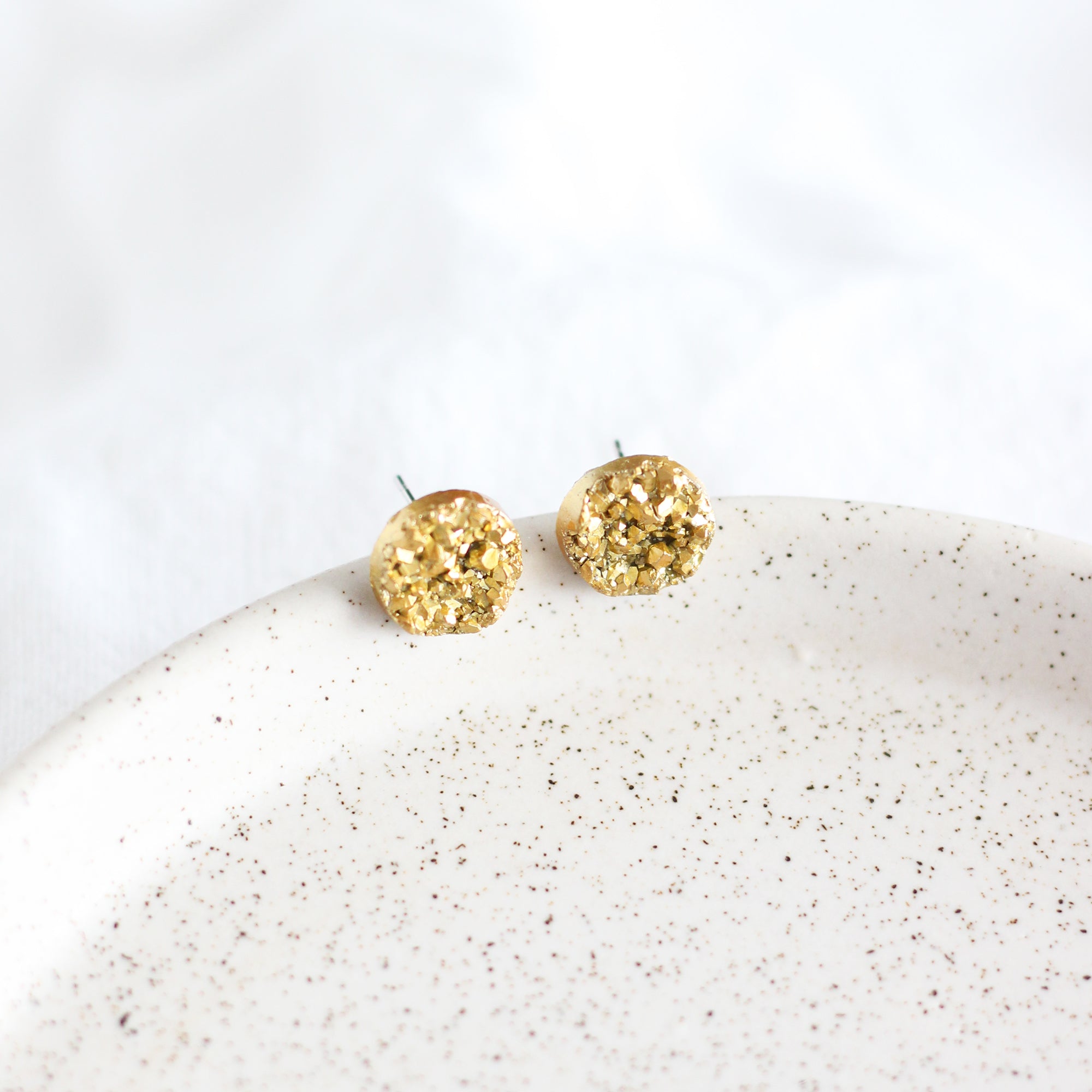 Gold Druzy Earrings