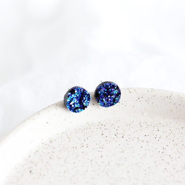 Blue Druzy Earrings